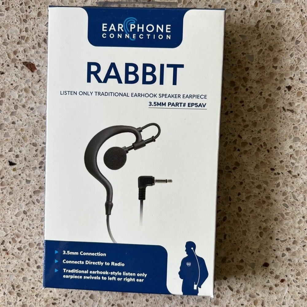 Rabbit Listen Only Earpiece, Small Speaker - 18" Coil Cable 878675000119 EP5AV